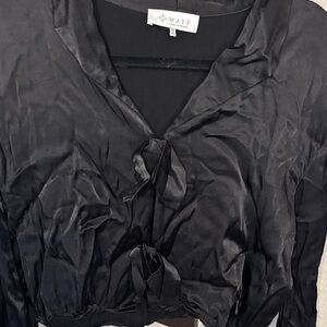 WAYF Satin Black Blouse